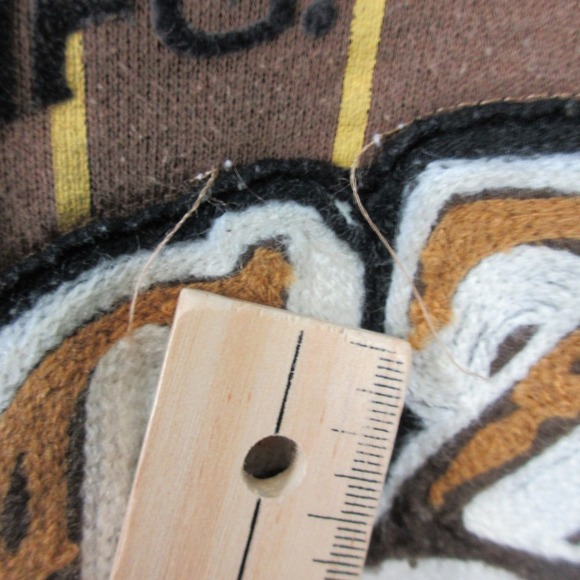 Vtg Y2K Lugz Denim Hoodie Men XL Brown Yellow Striped Logo Skater 1070 - Picture 16 of 16